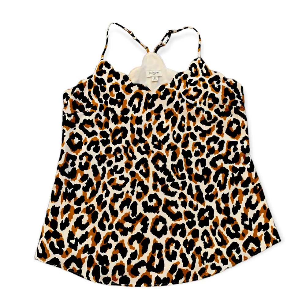 J CREW Scalloped Cheetah Print Dressy Tank